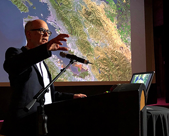 Delta Lead Scientist Dr. John Callaway welcoming attendees to 2019 State of the San Francisco Estuary Conference session in Oakland, Calif.
