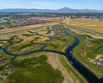 An aerial of the Sacramento-San Joaquin Delta.