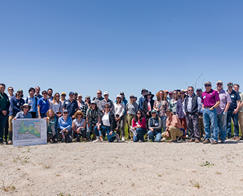 A group photo of DPIIC members and tour attendees at the Dutch Slough Tidal Restoration Project site.