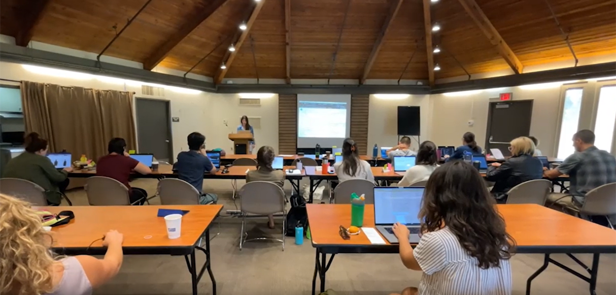 A photo from a training hosted by the Delta Science Program and National Center for Ecological Analysis & Synthesis.